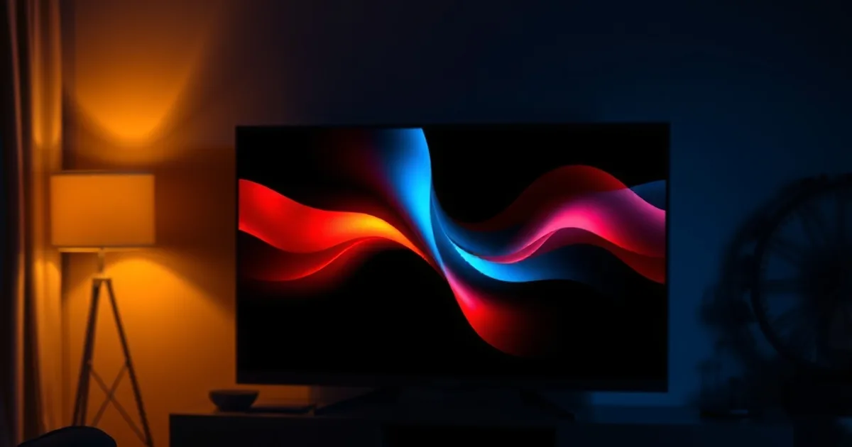 A softly glowing smart TV streaming interface in a dark living room at night, with a second screen fading to black in the background, symbolizing the contrast between a stable legitimate service and a service disappearing.